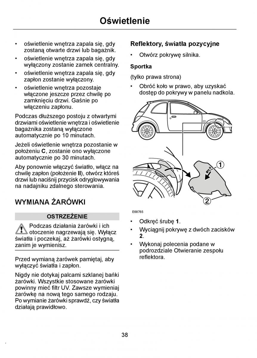 Ford Ka I 1 instrukcja obslugi / page 40