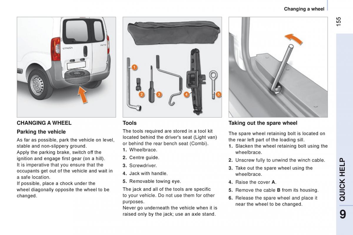 manual Citroen Nemo Citroen Nemo owners manual / page 157