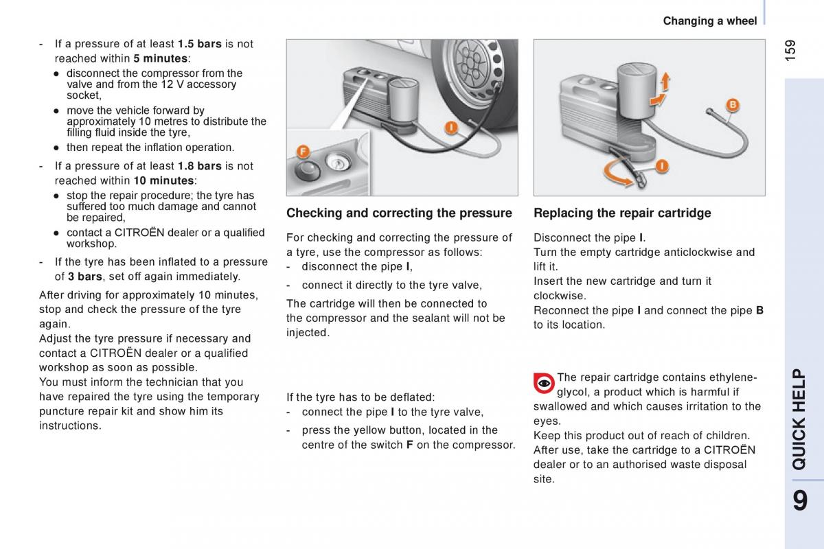 manual Citroen Nemo Citroen Nemo owners manual / page 161