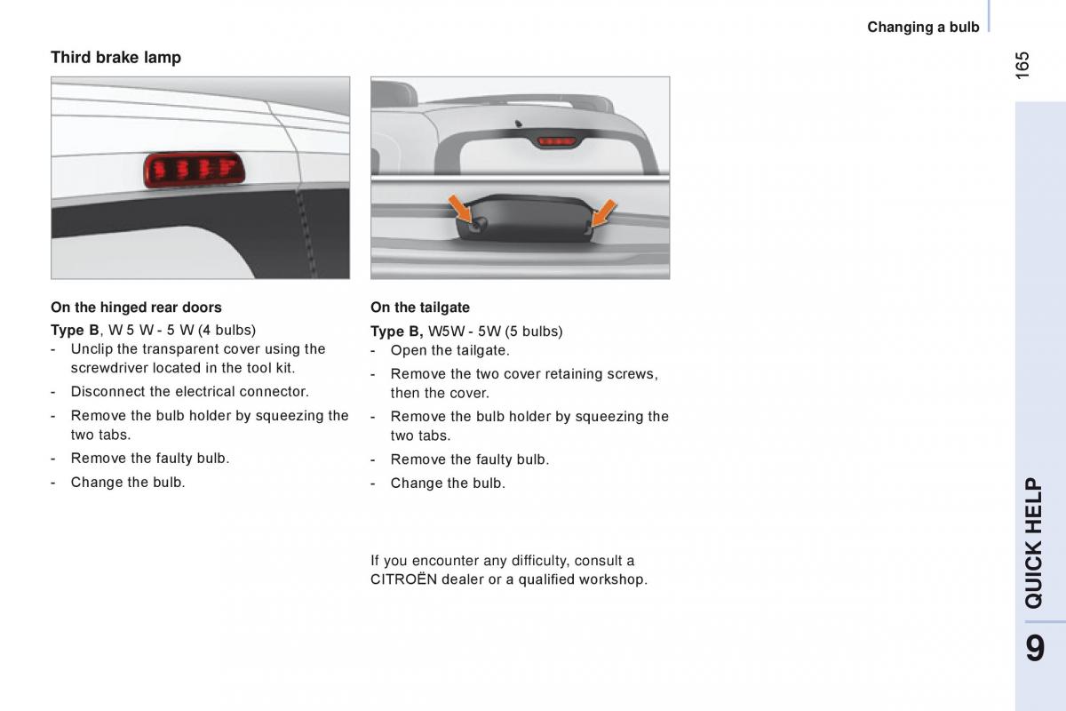 manual Citroen Nemo Citroen Nemo owners manual / page 167