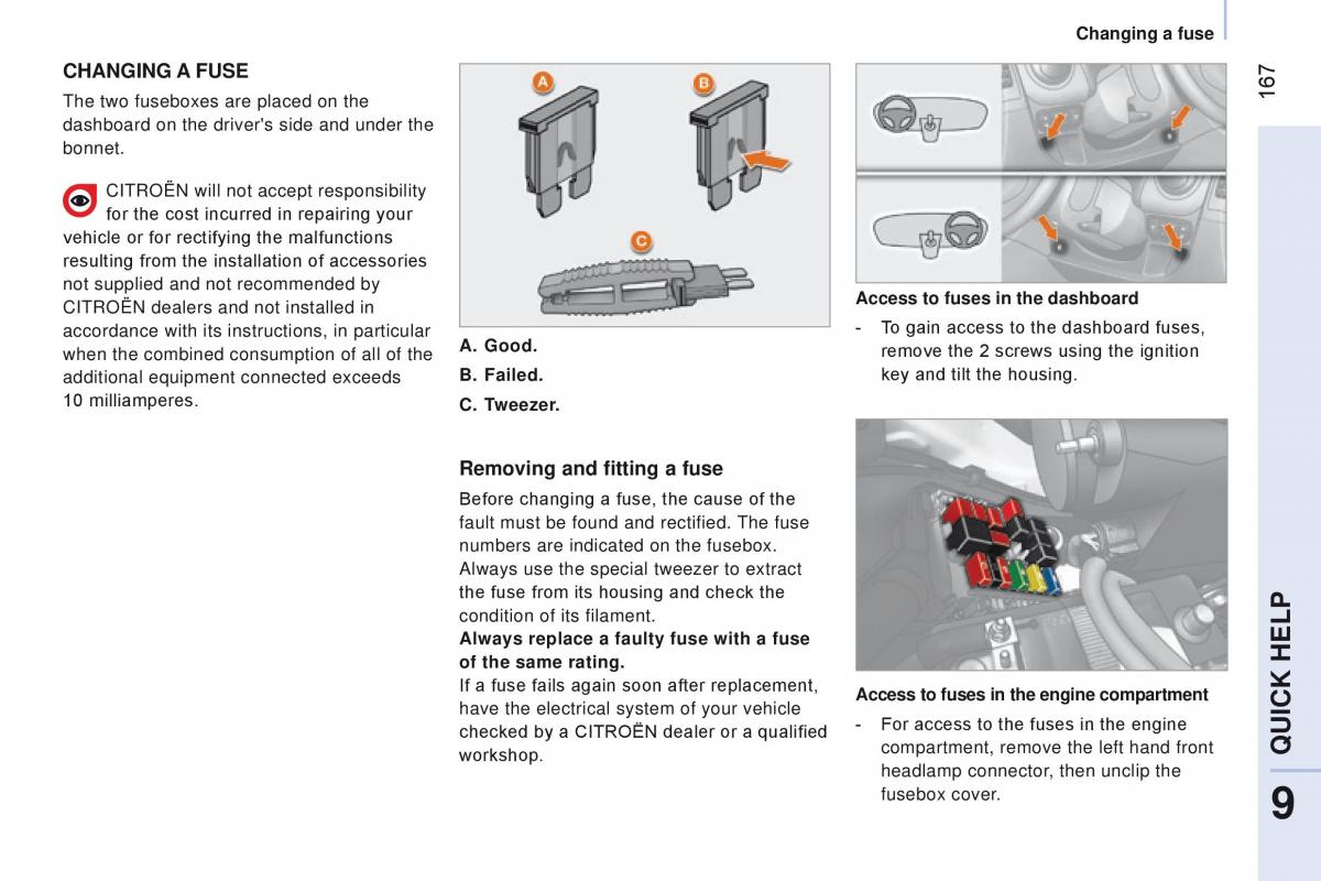 manual Citroen Nemo Citroen Nemo owners manual / page 169