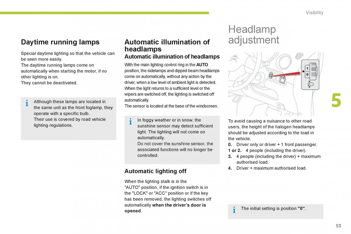 Citroen C Zero owners manual / page 55