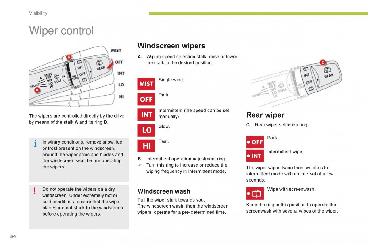 Citroen C Zero owners manual / page 56