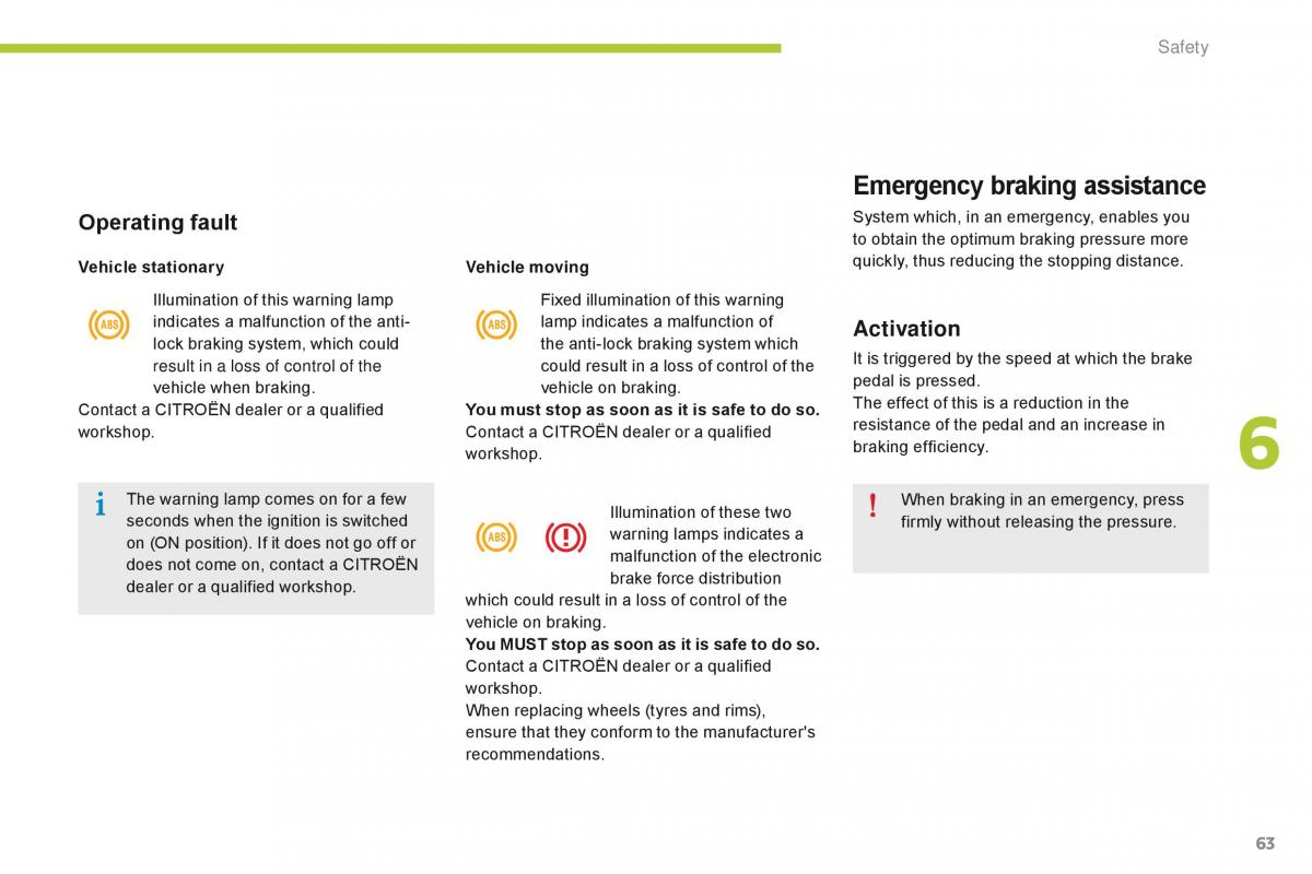 Citroen C Zero owners manual / page 65