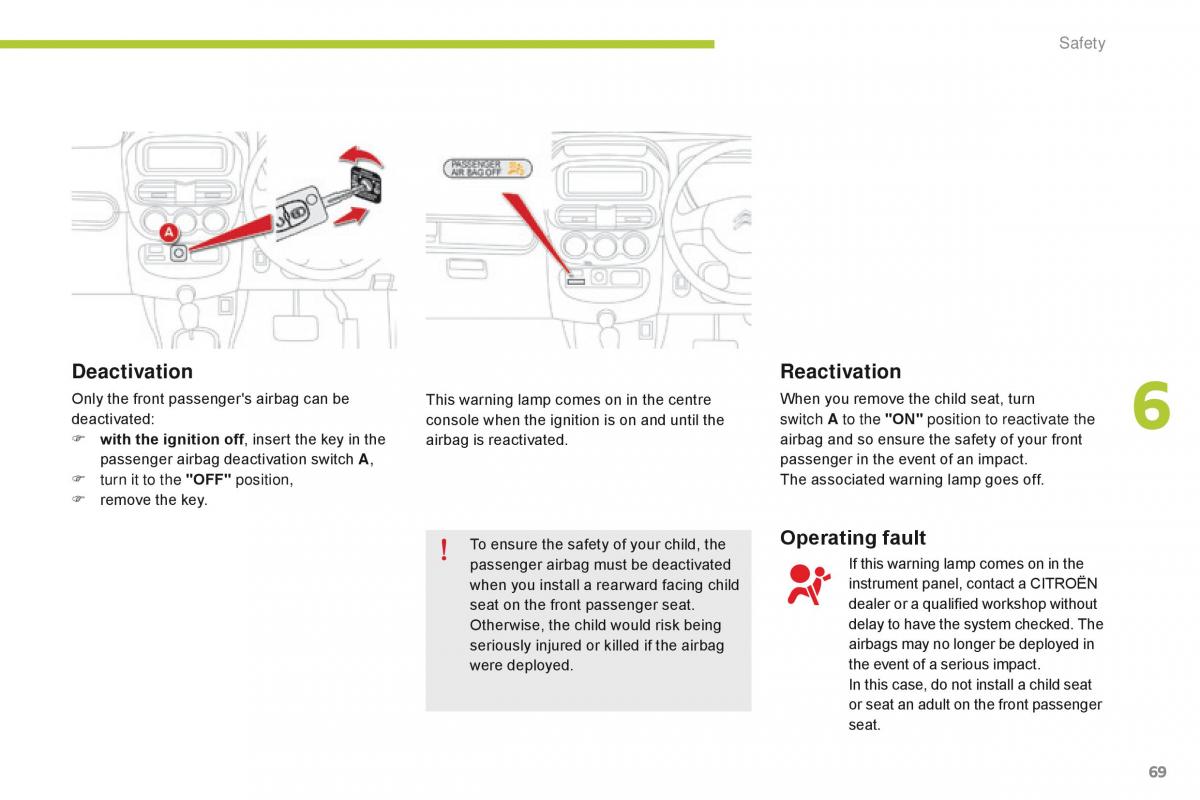 Citroen C Zero owners manual / page 71