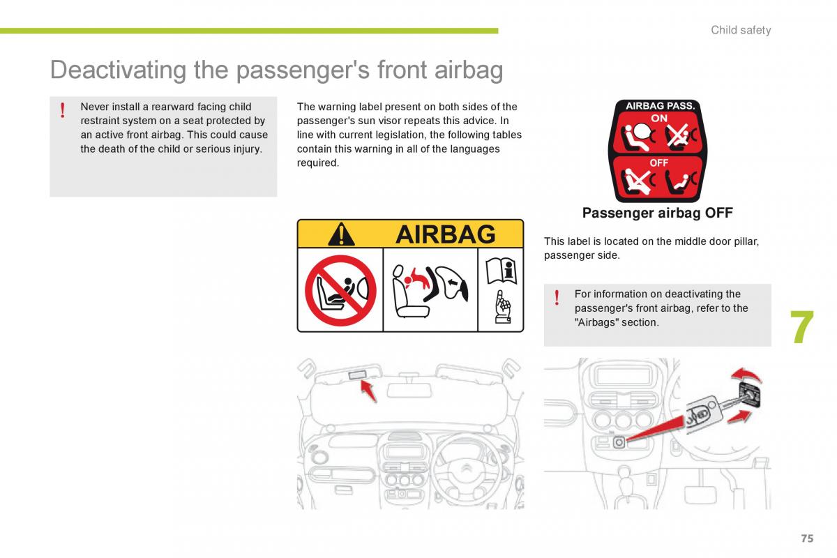 Citroen C Zero owners manual / page 77