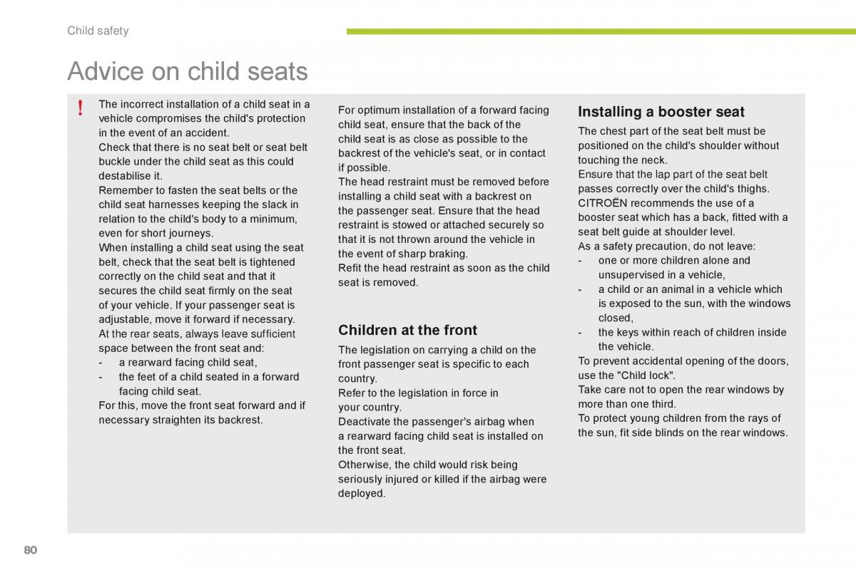 Citroen C Zero owners manual / page 82