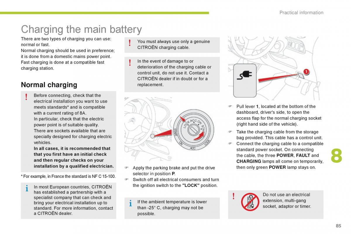 Citroen C Zero owners manual / page 87