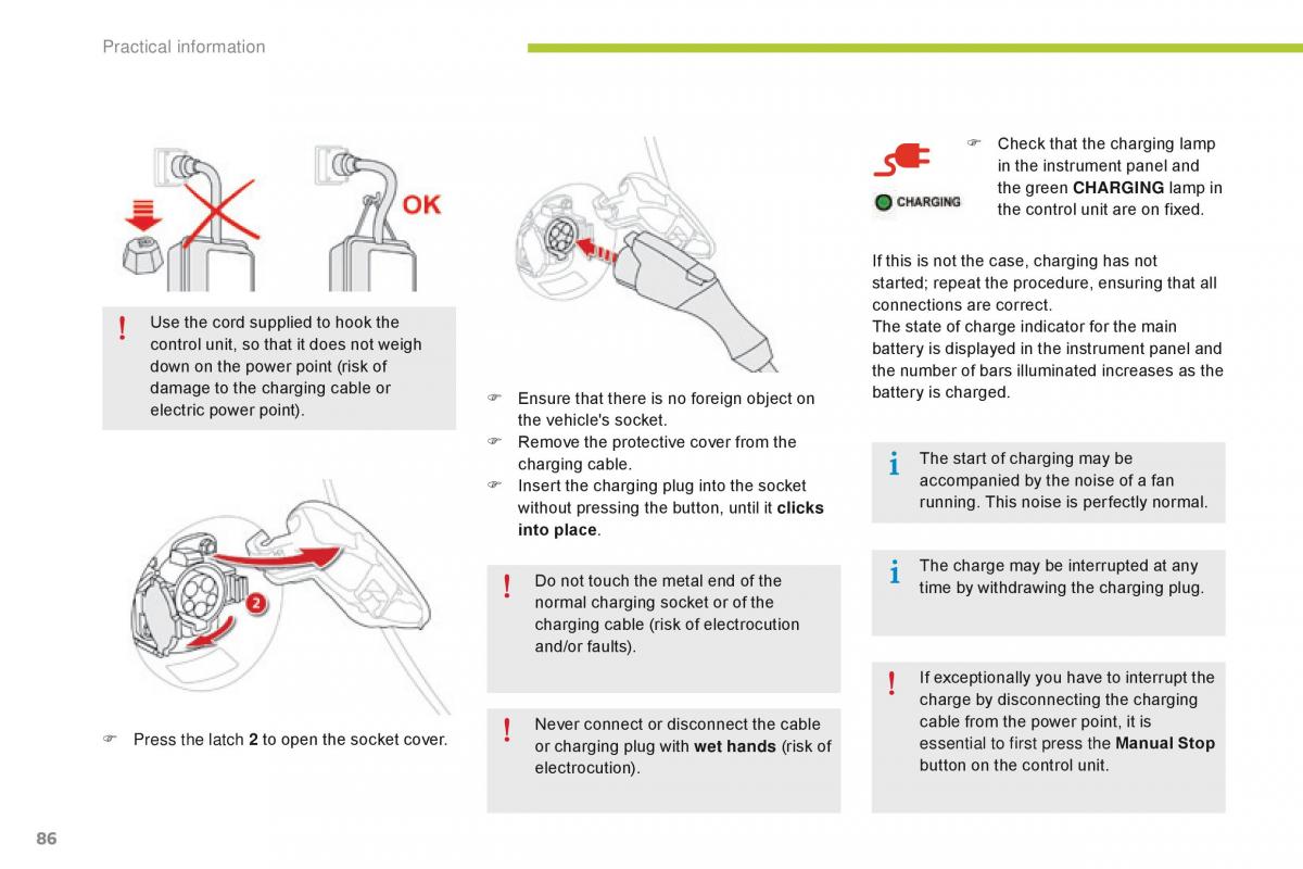 Citroen C Zero owners manual / page 88