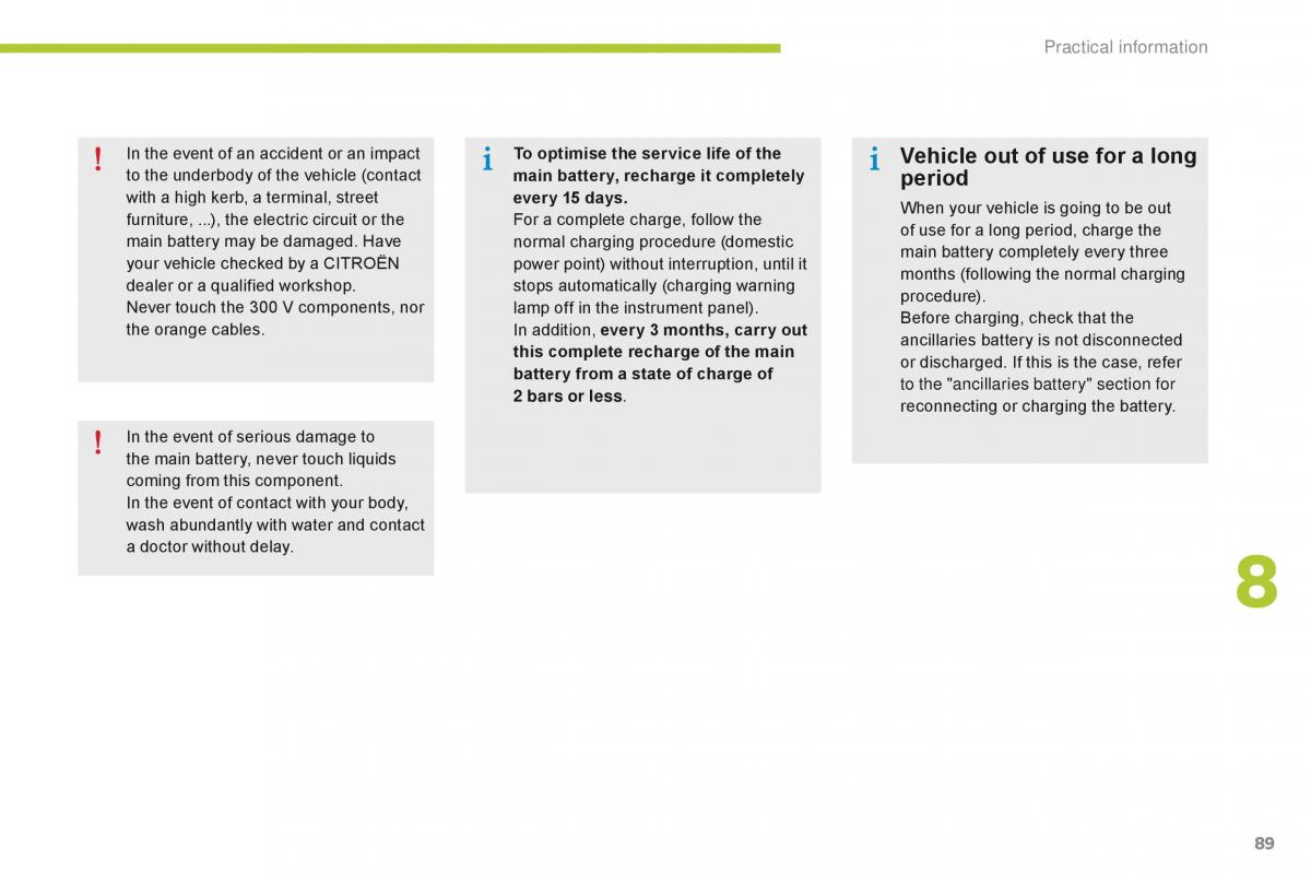 Citroen C Zero owners manual / page 91