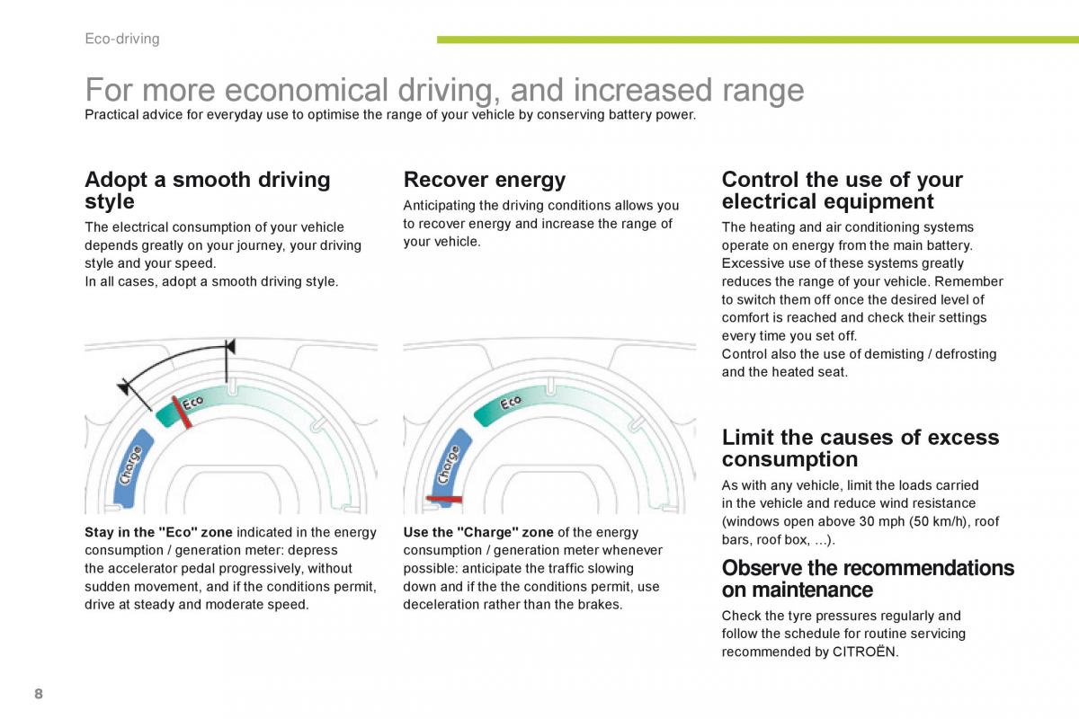 Citroen C Zero owners manual / page 10