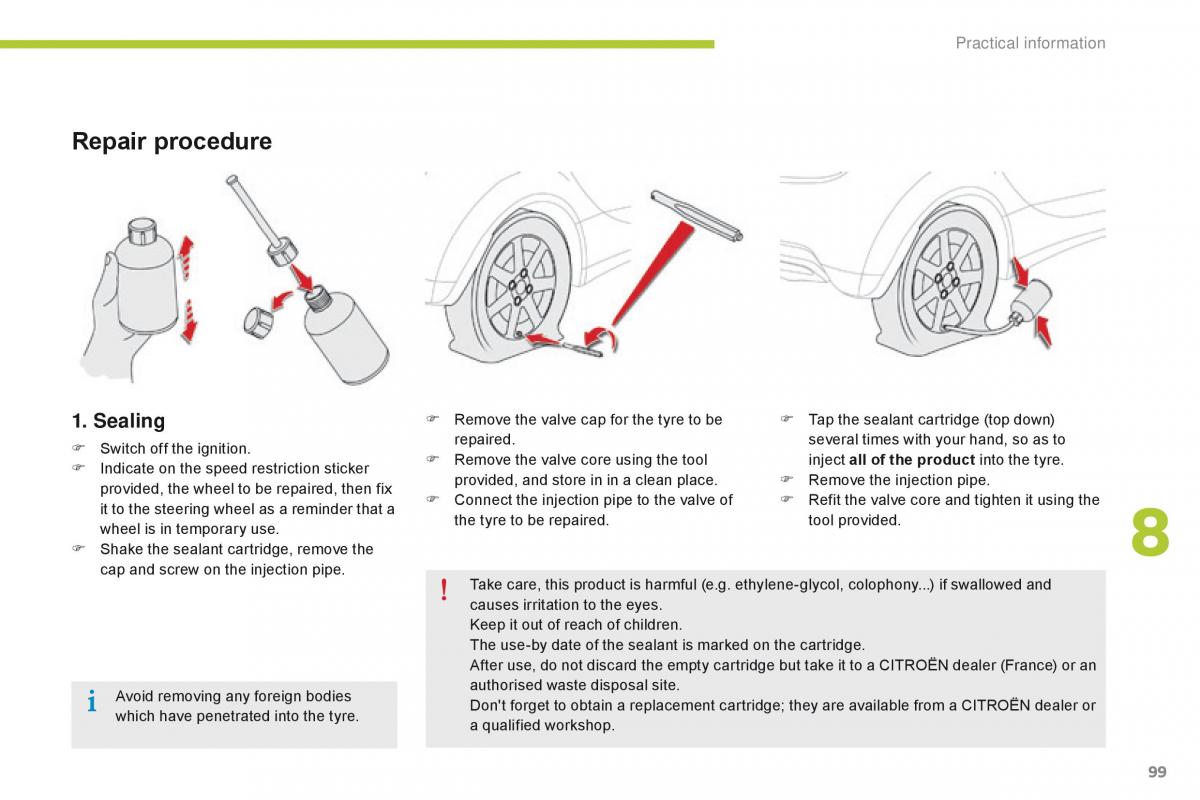 Citroen C Zero owners manual / page 101