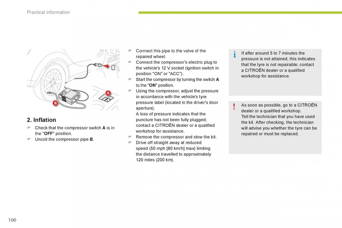 Citroen C Zero owners manual / page 102