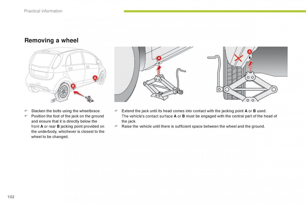 Citroen C Zero owners manual / page 104