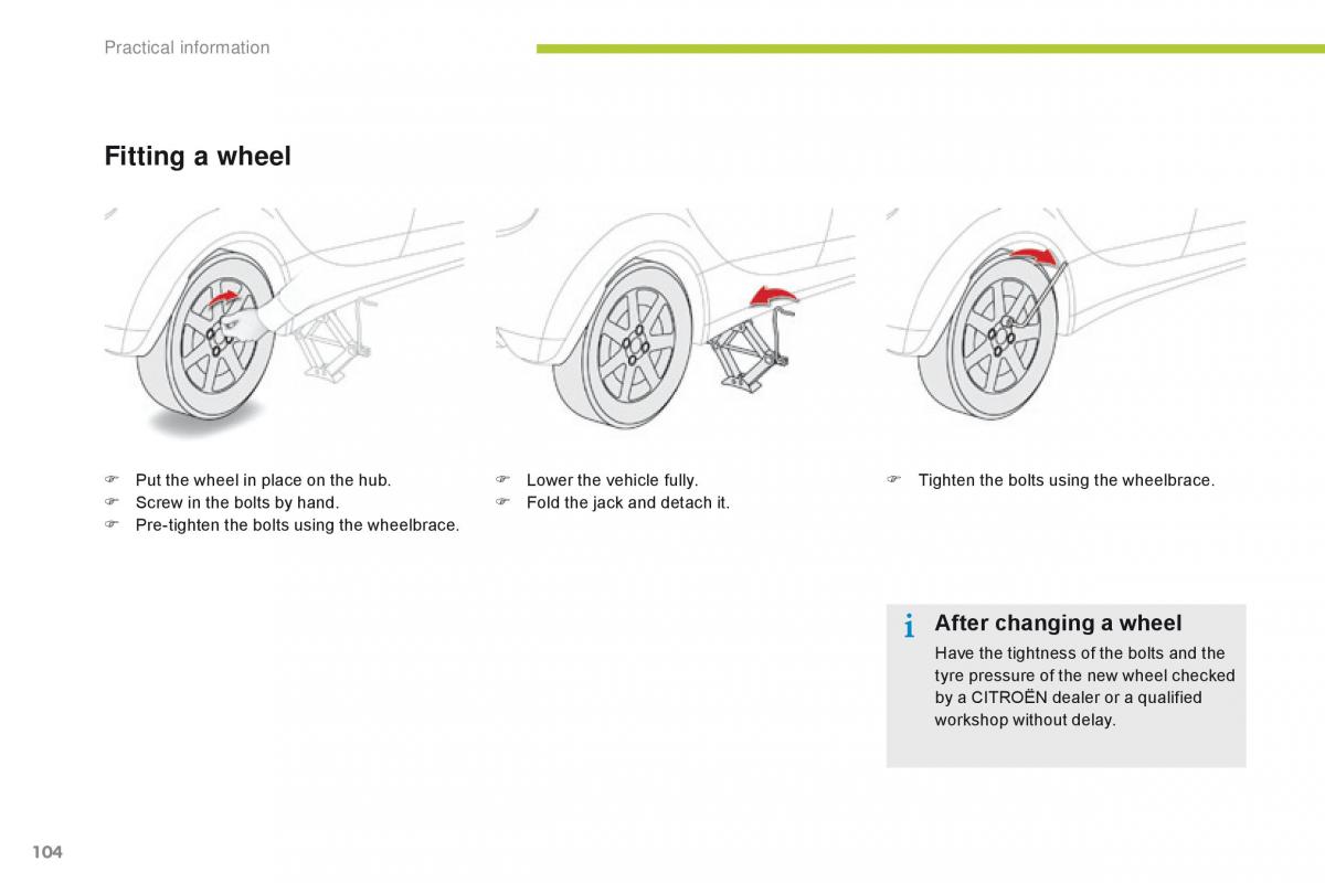 Citroen C Zero owners manual / page 106