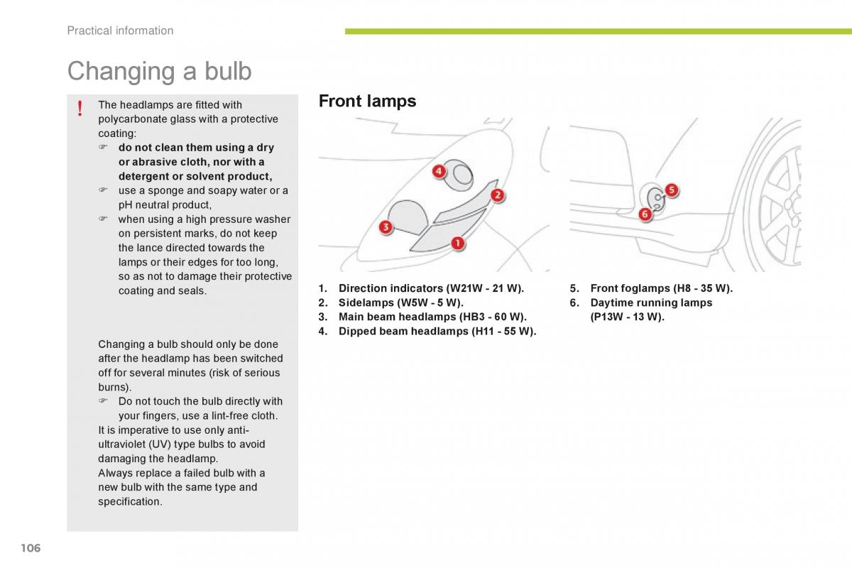 Citroen C Zero owners manual / page 108