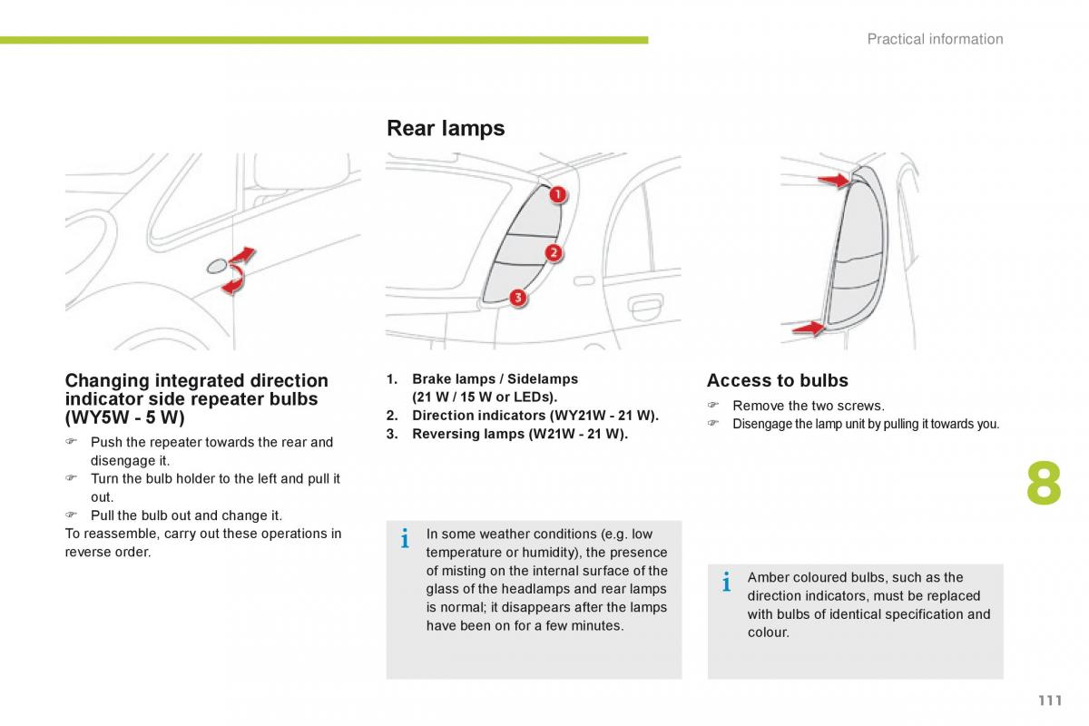 Citroen C Zero owners manual / page 113