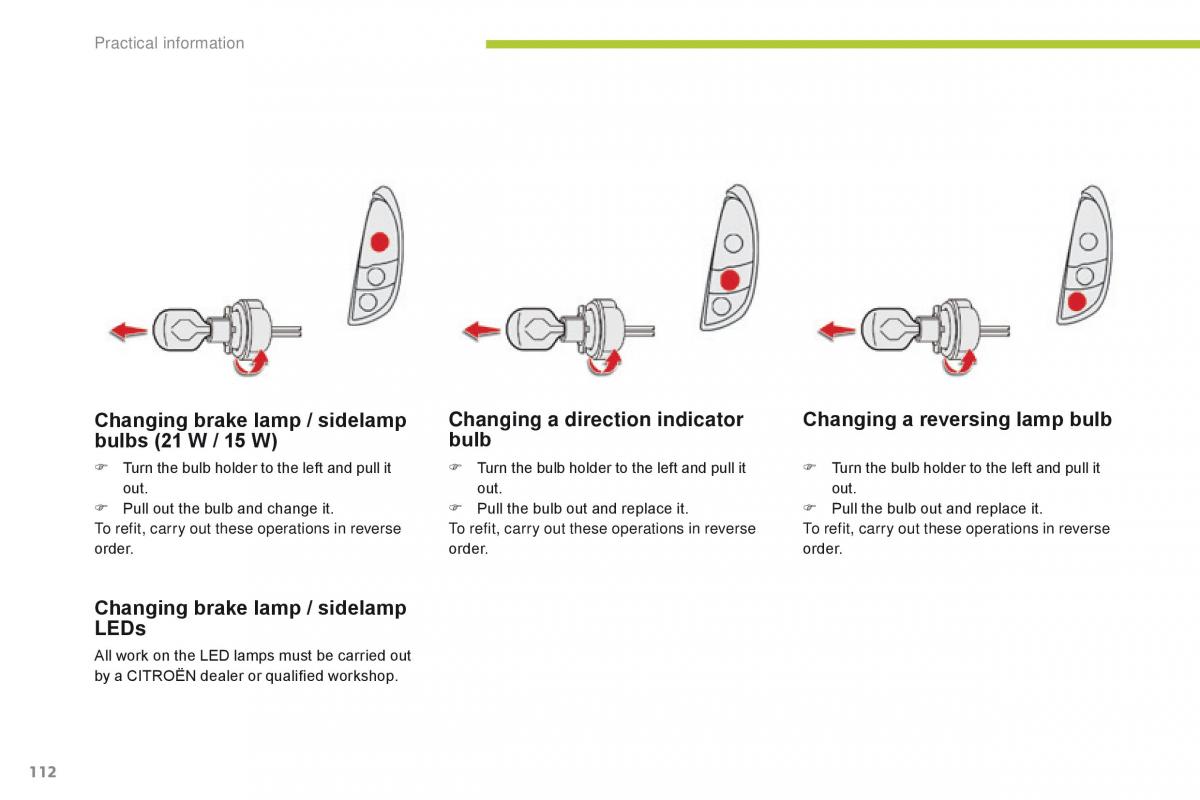 Citroen C Zero owners manual / page 114