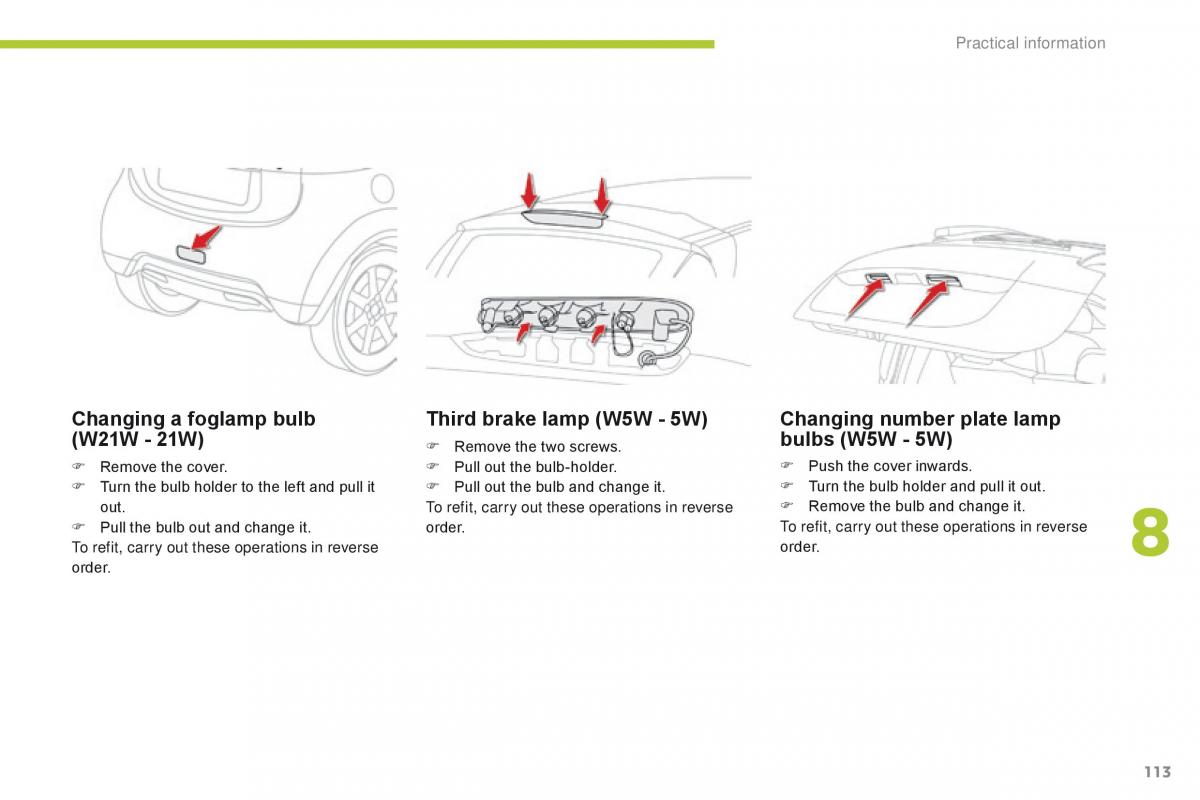 Citroen C Zero owners manual / page 115