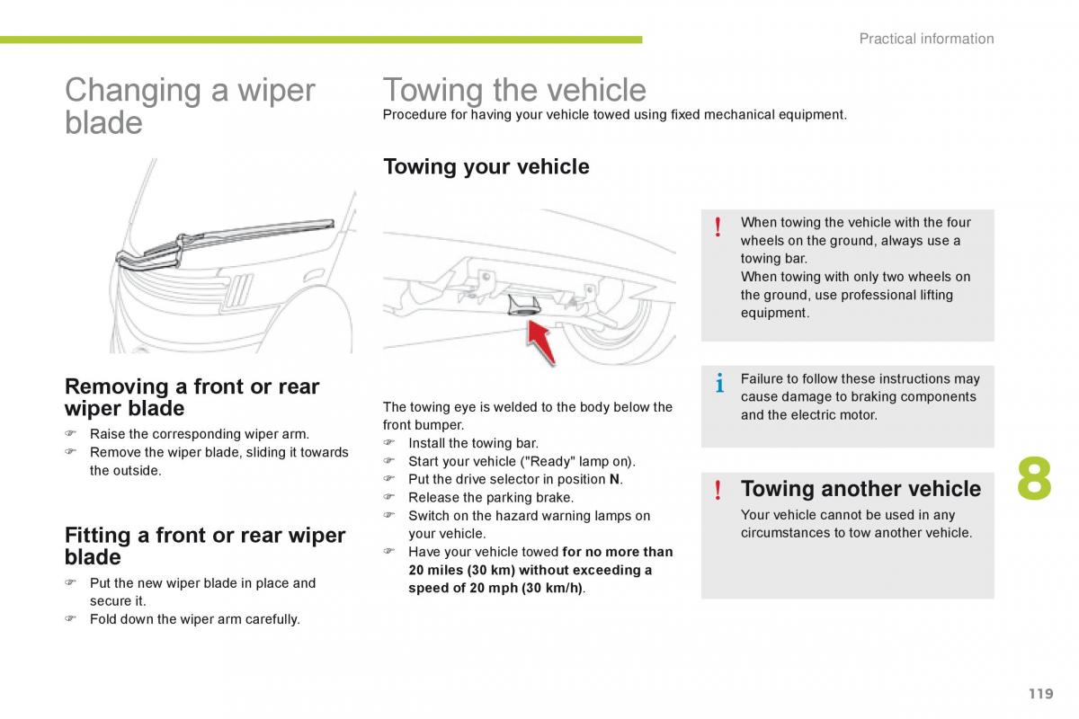 Citroen C Zero owners manual / page 121