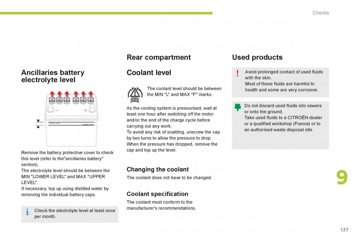 Citroen C Zero owners manual / page 129