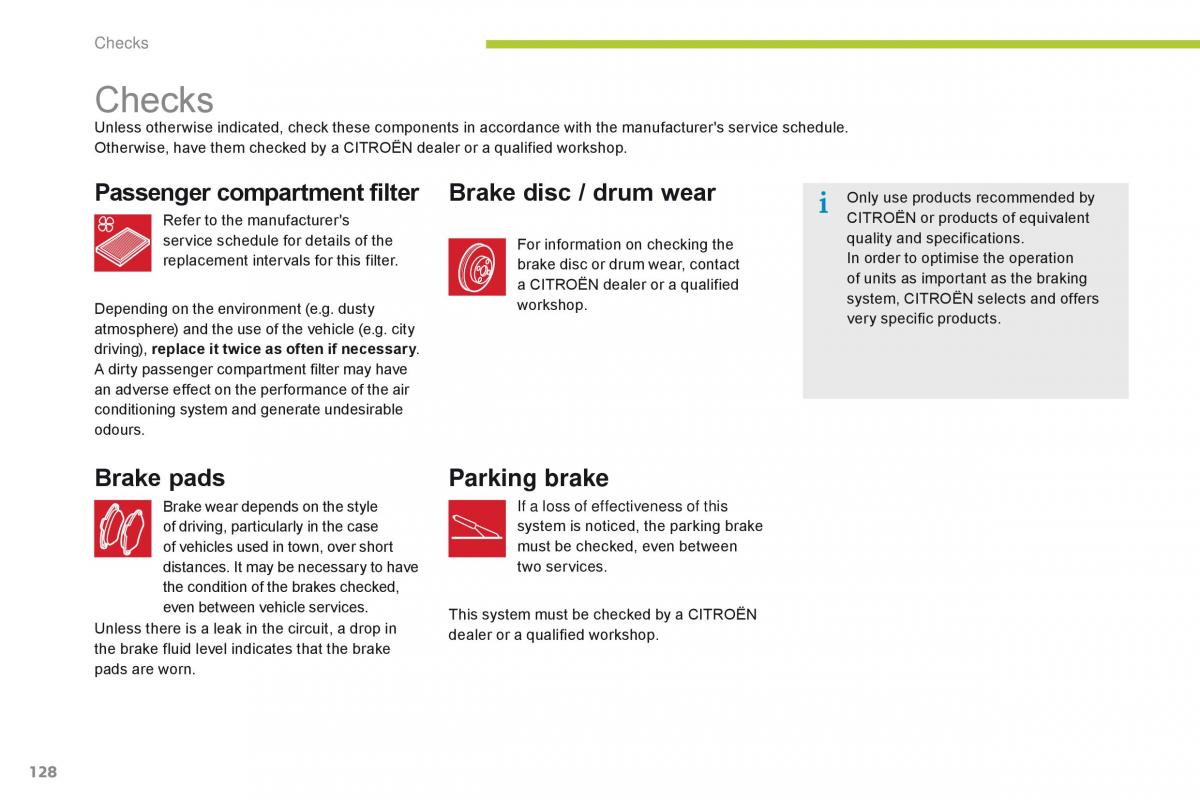 Citroen C Zero owners manual / page 130