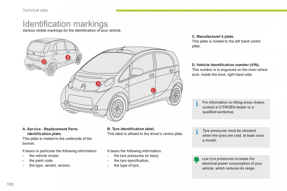 Citroen C Zero owners manual / page 134