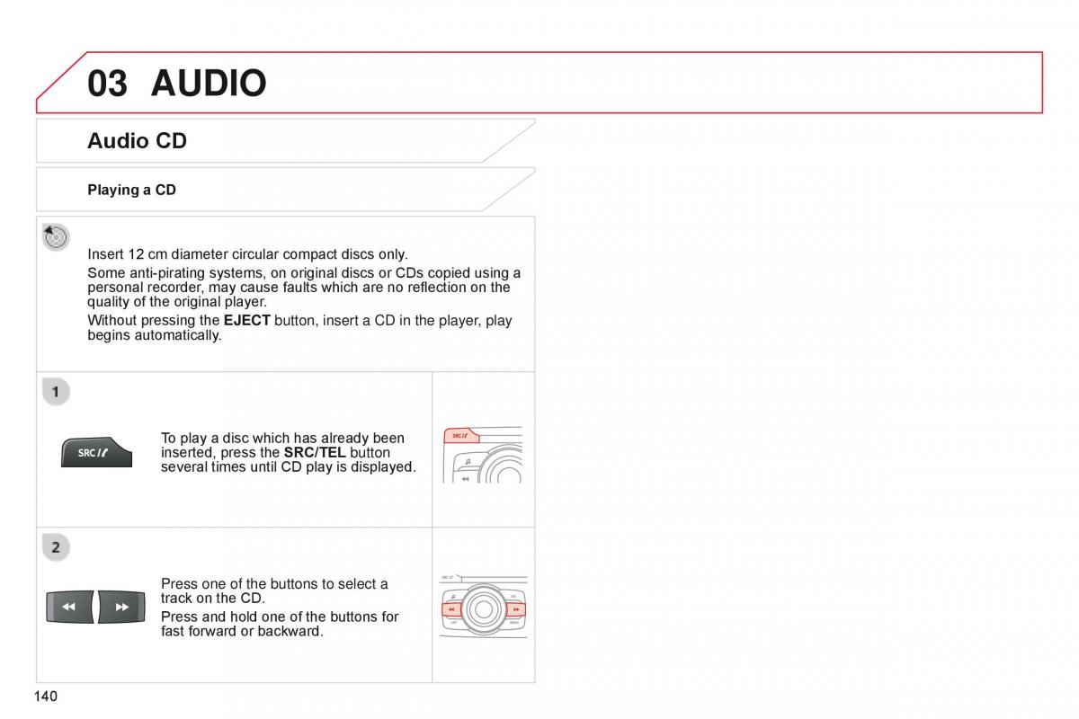 Citroen C Zero owners manual / page 142