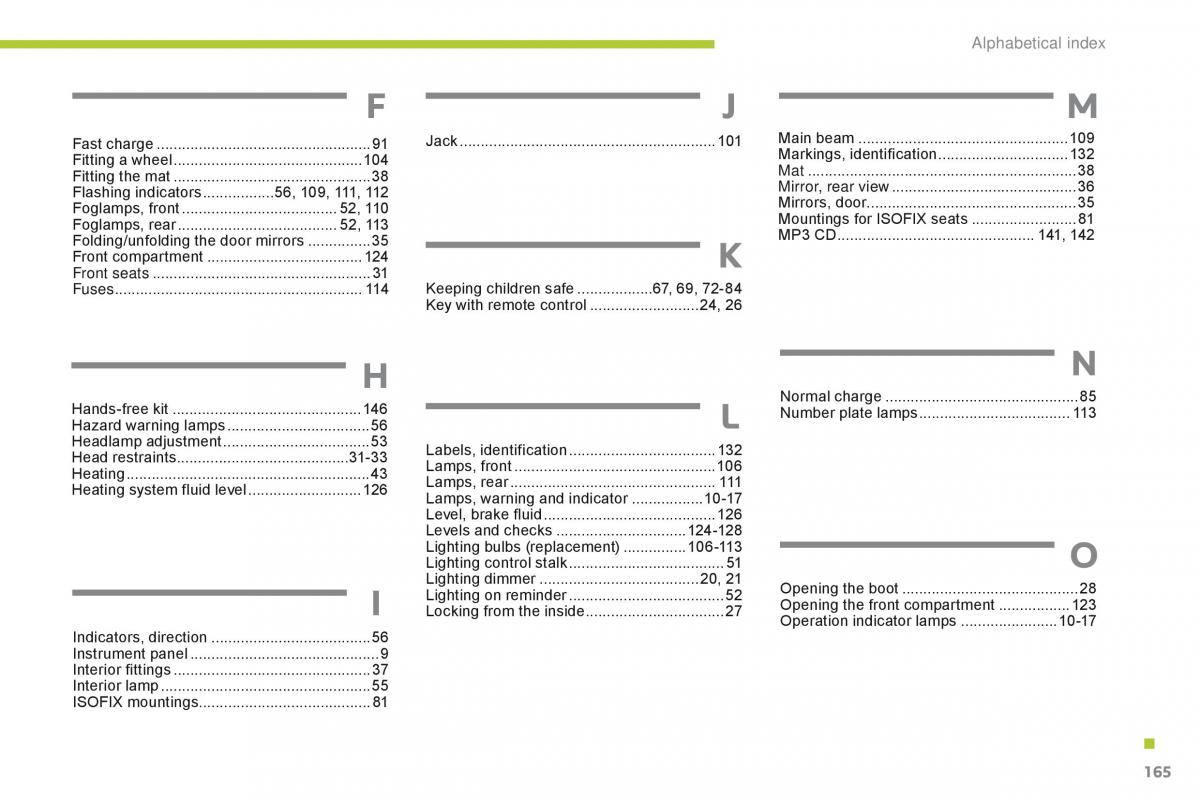 Citroen C Zero owners manual / page 167