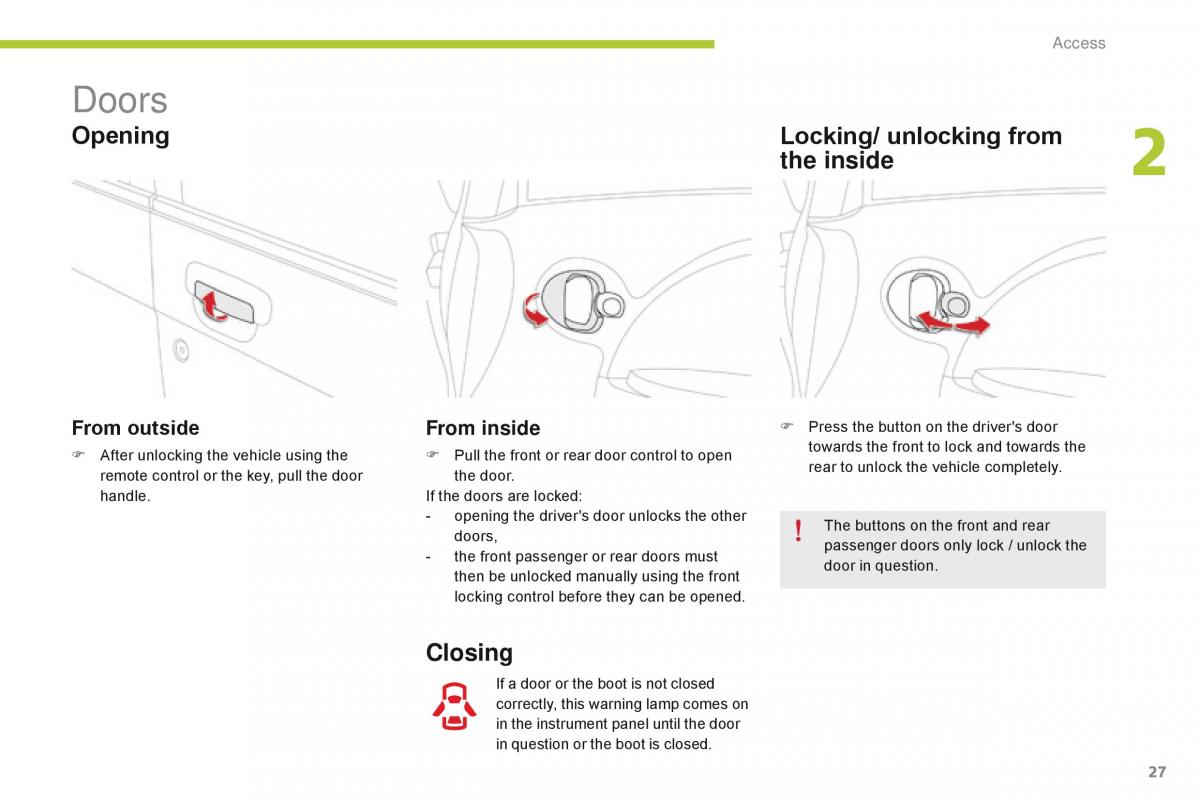 Citroen C Zero owners manual / page 29