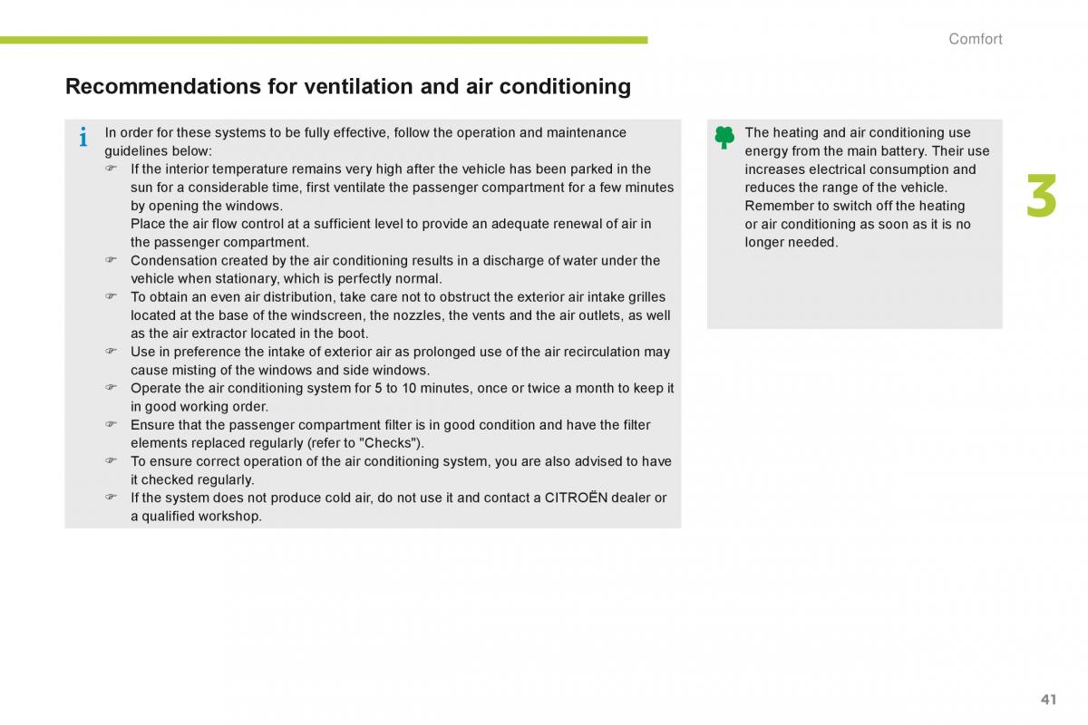 Citroen C Zero owners manual / page 43