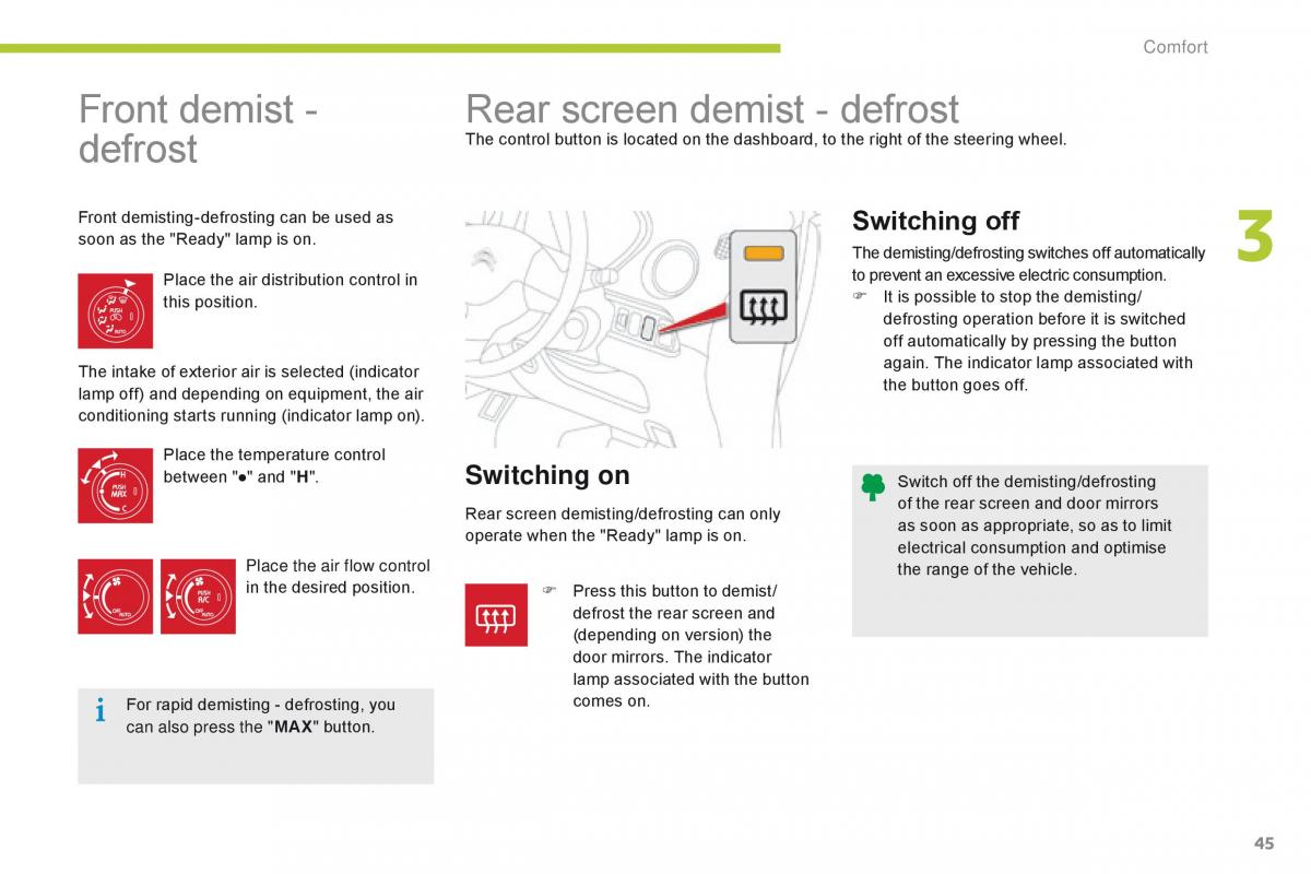 Citroen C Zero owners manual / page 47