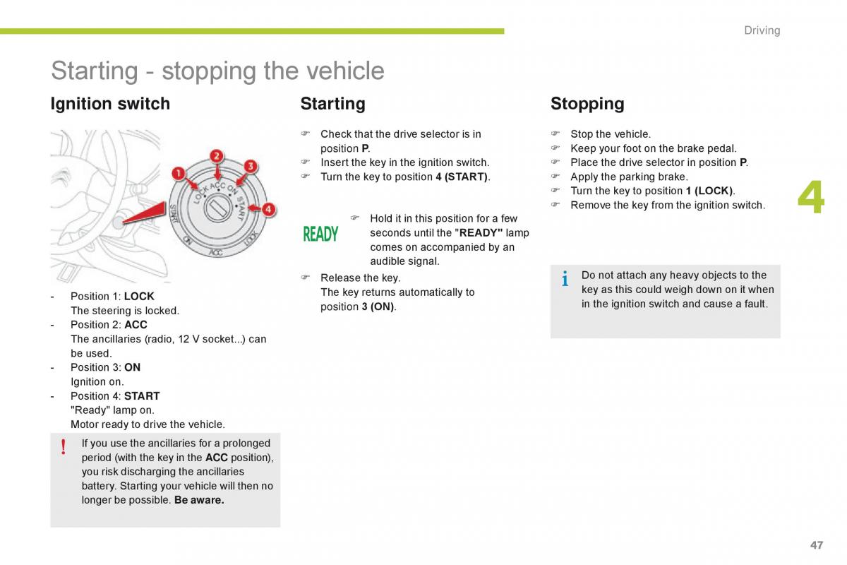 Citroen C Zero owners manual / page 49