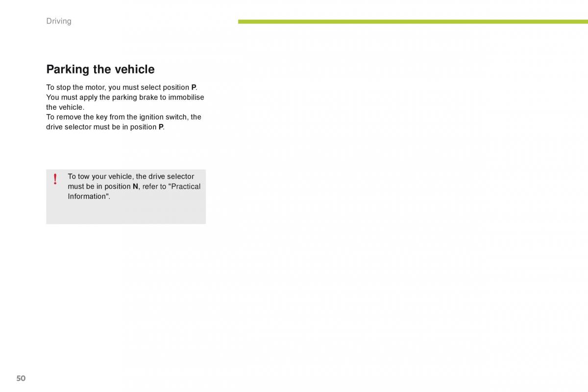 Citroen C Zero owners manual / page 52