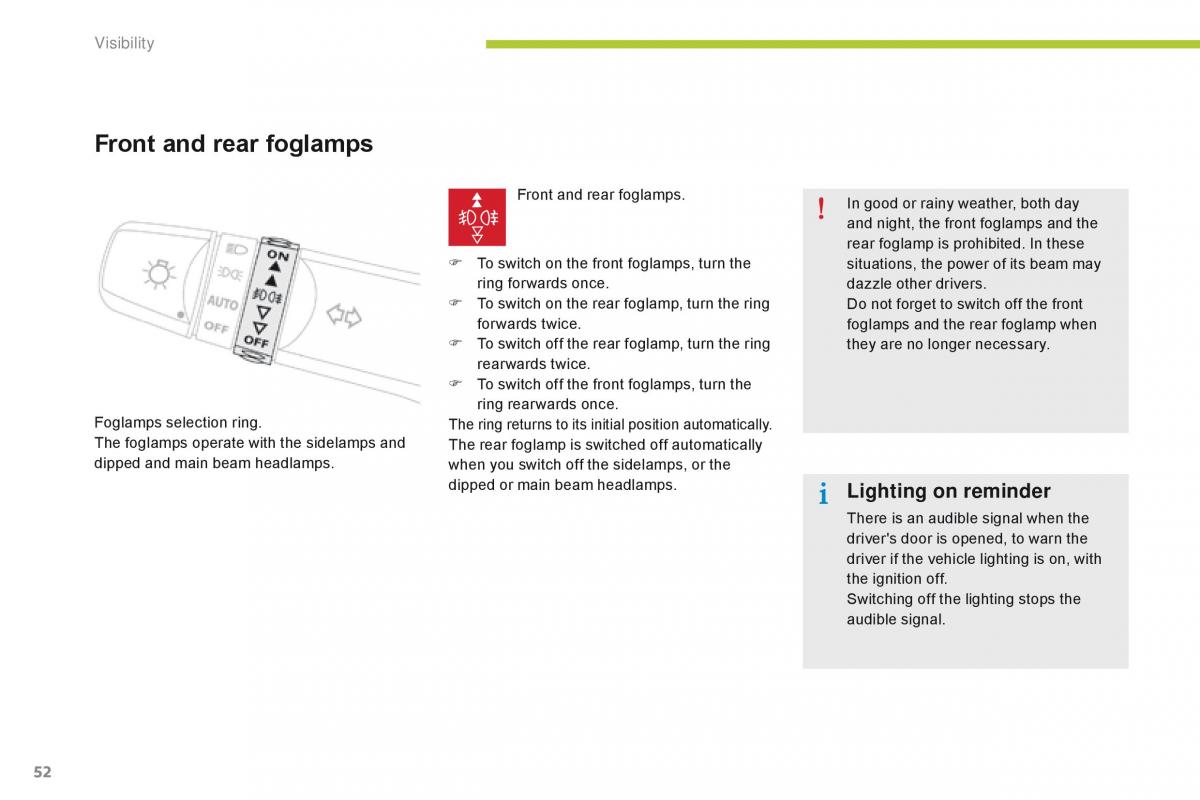 Citroen C Zero owners manual / page 54