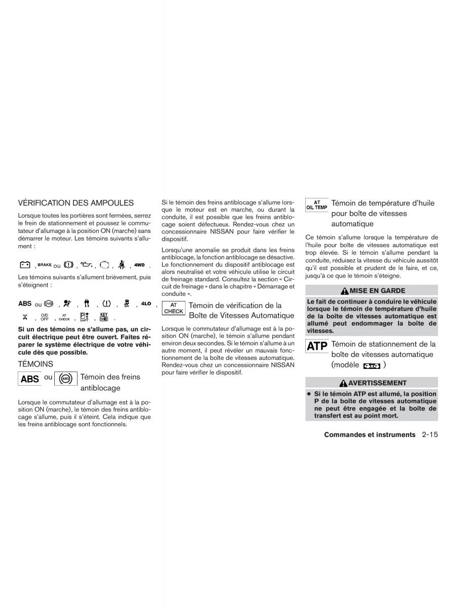 Nissan Pathfinder III 3 manuel du proprietaire / page 108