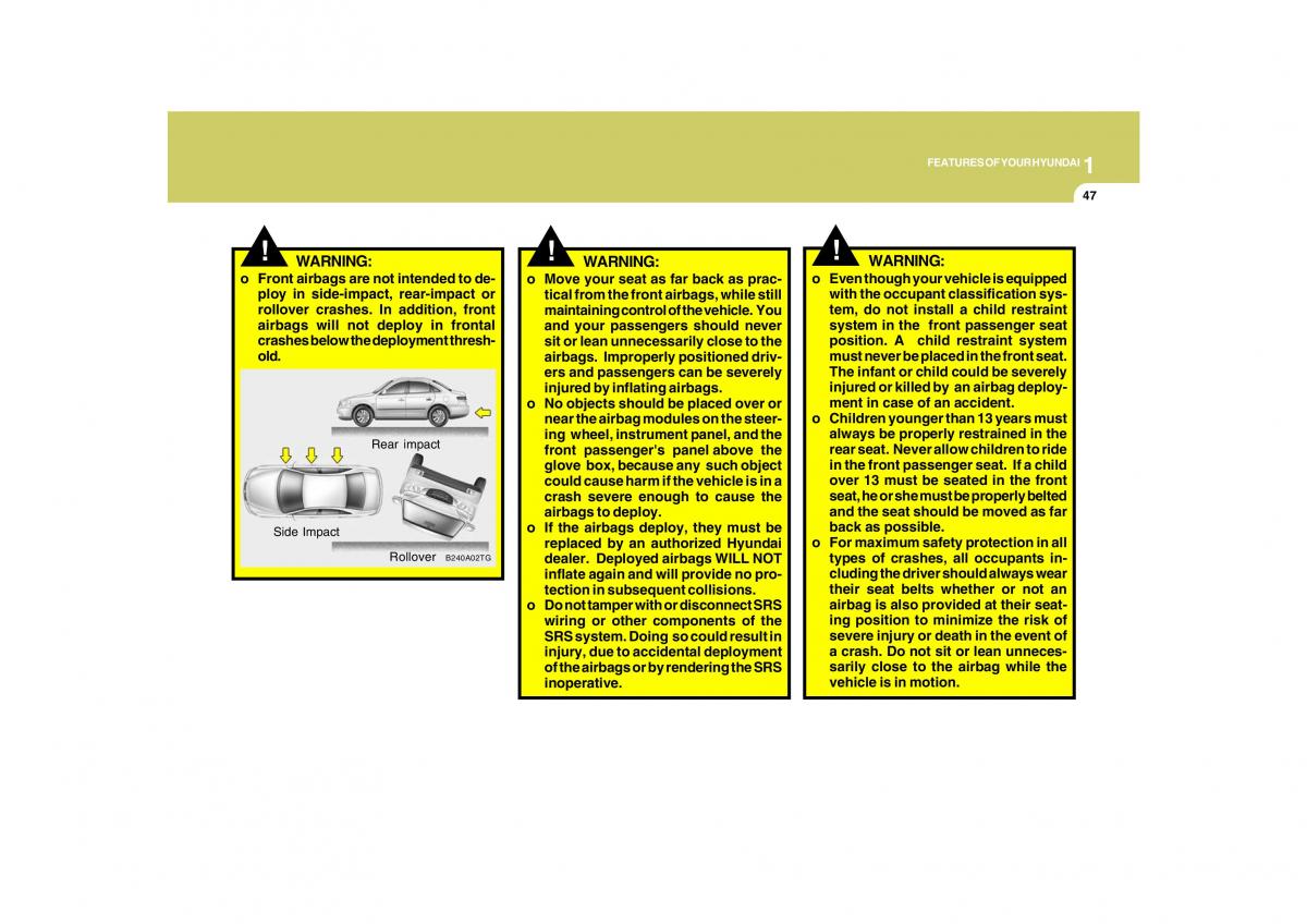 Hyundai Grandeur Azera TG IV 4 owners manual / page 60