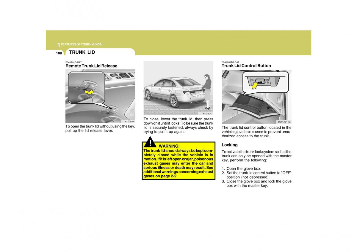 Hyundai Grandeur Azera TG IV 4 owners manual / page 121