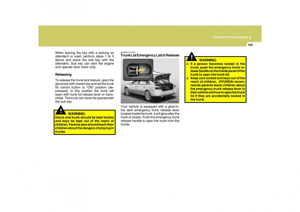 Hyundai Grandeur Azera TG IV 4 owners manual / page 122