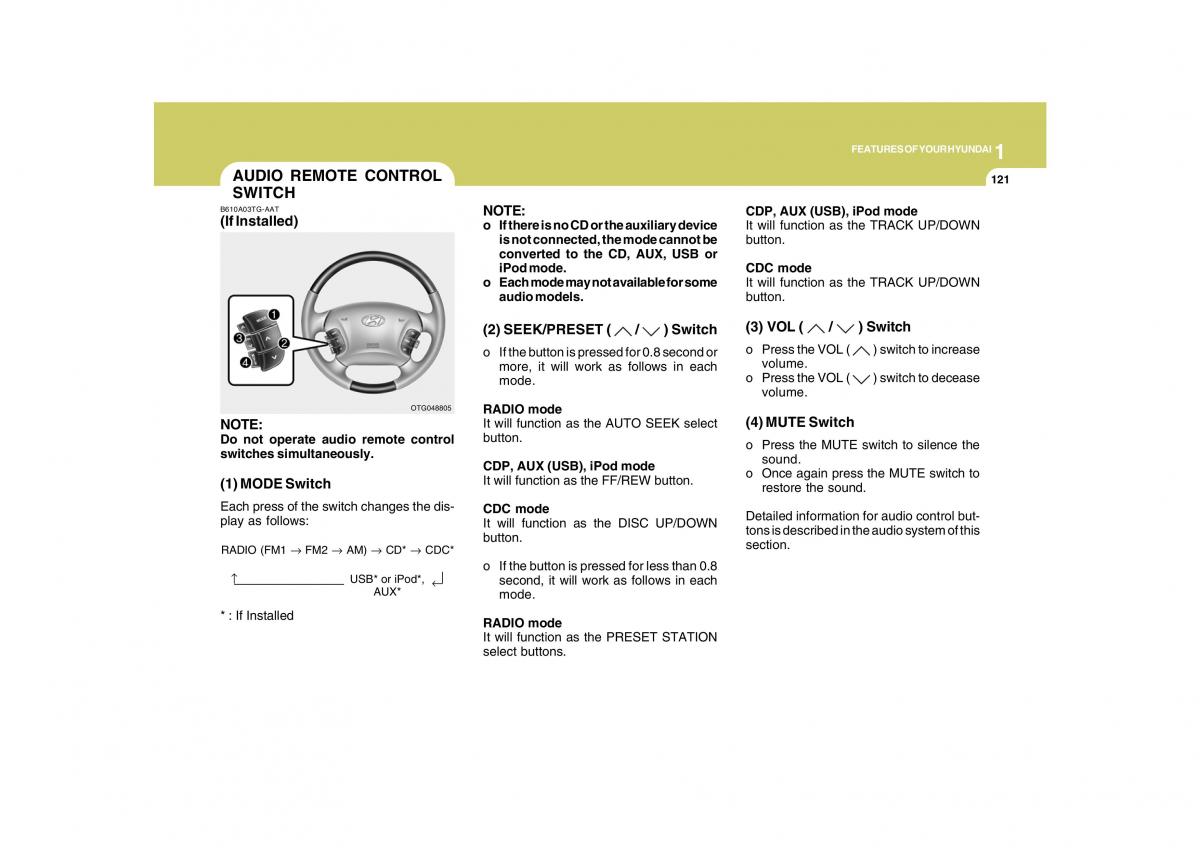 Hyundai Grandeur Azera TG IV 4 owners manual / page 134