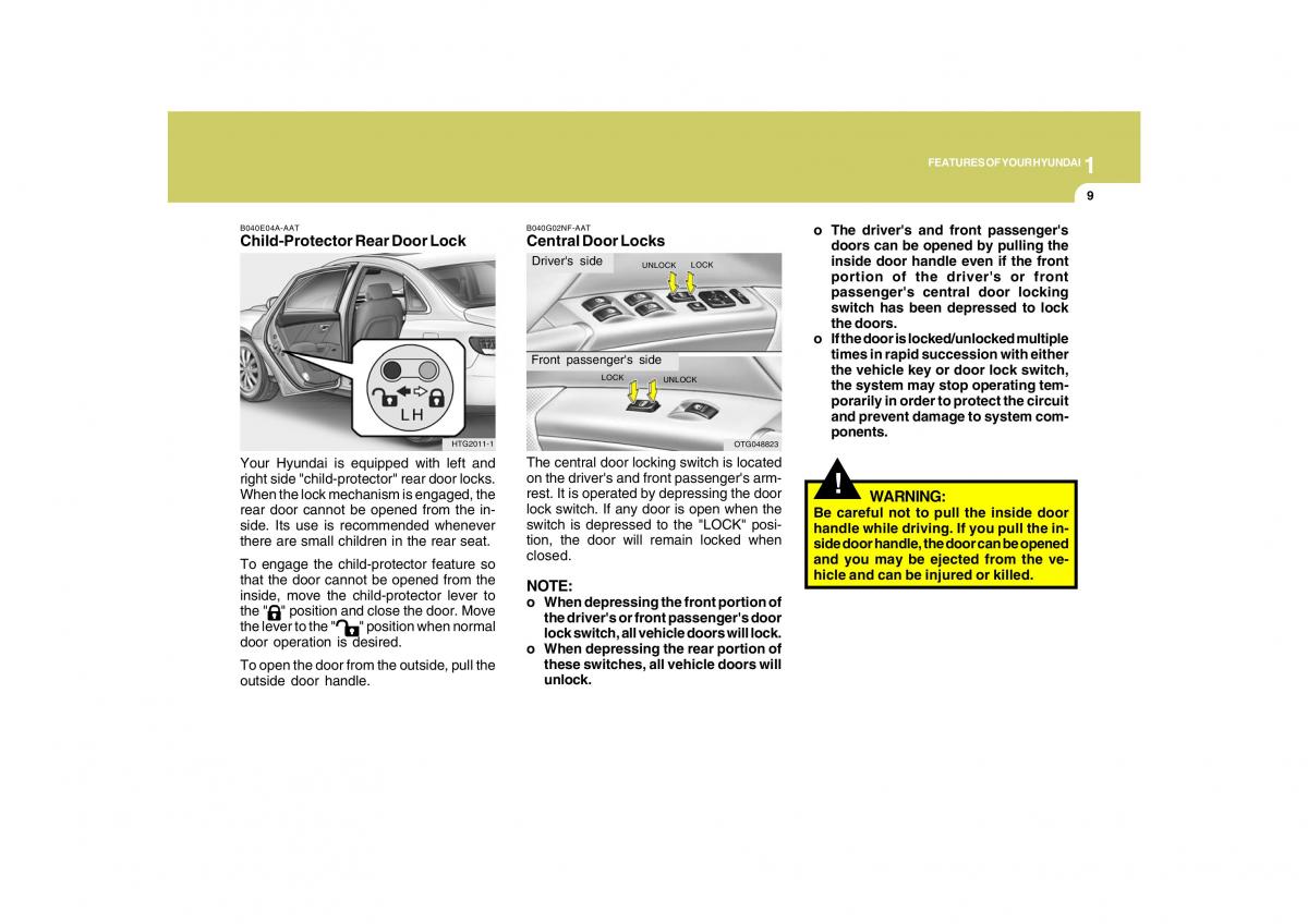 Hyundai Grandeur Azera TG IV 4 owners manual / page 22