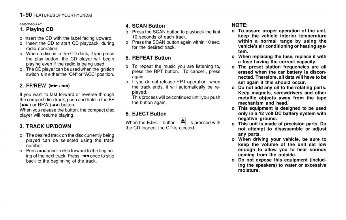 Hyundai Sonata EF IV 4 owners manual / page 102