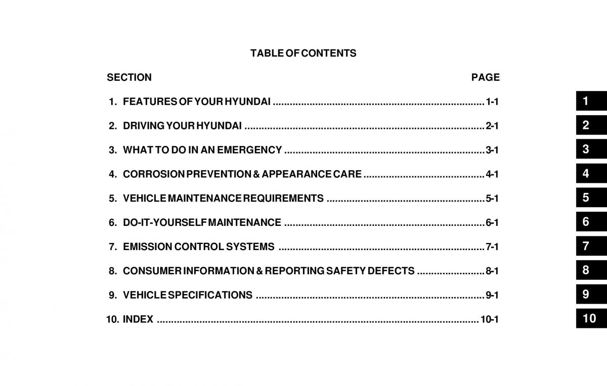 Hyundai Sonata EF IV 4 owners manual / page 12