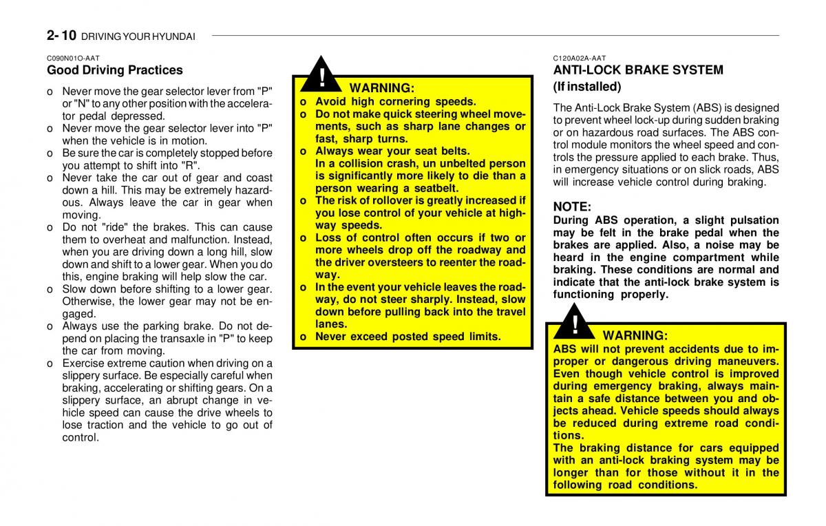 Hyundai Sonata EF IV 4 owners manual / page 125