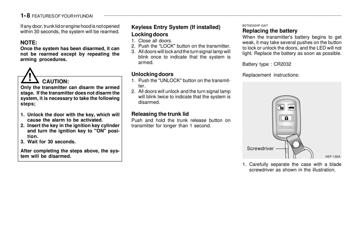 Hyundai Sonata EF IV 4 owners manual / page 20