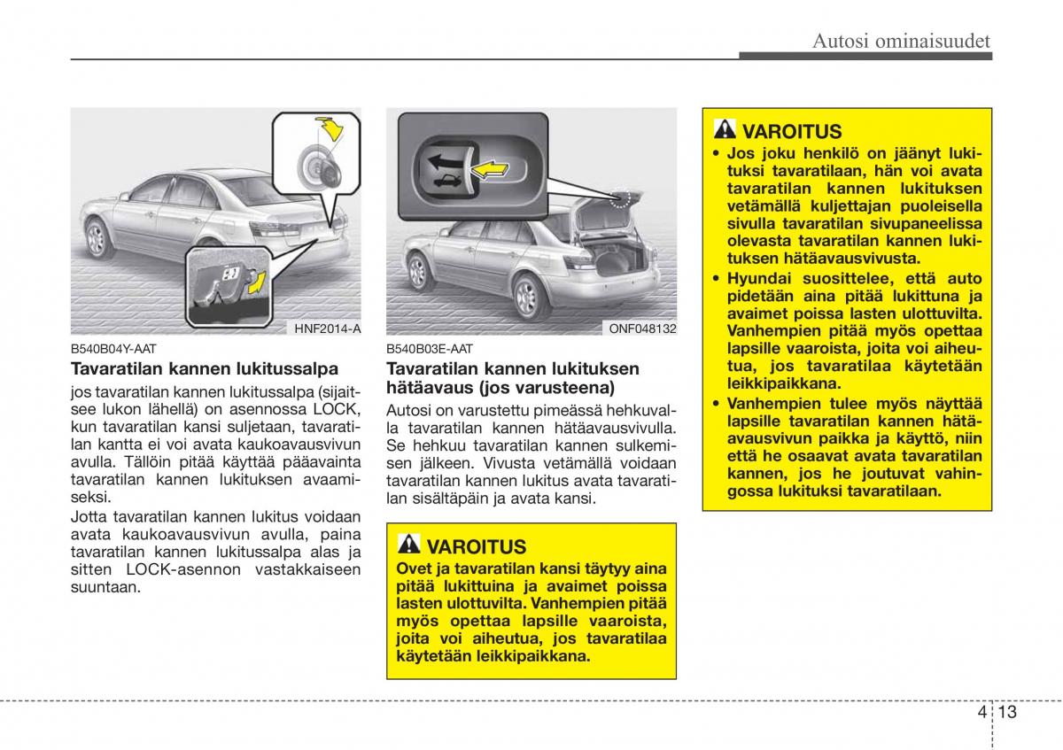 Hyundai Sonata NF V 5 omistajan kasikirja / page 92