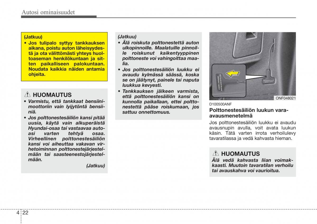 Hyundai Sonata NF V 5 omistajan kasikirja / page 101