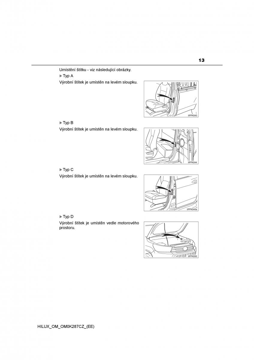 Toyota Hilux VIII 8 AN120 AN130 navod k obsludze / page 13