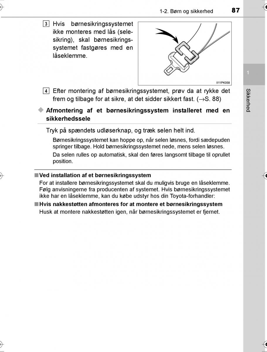 Toyota Hilux VIII 8 AN120 AN130 Bilens instruktionsbog / page 87