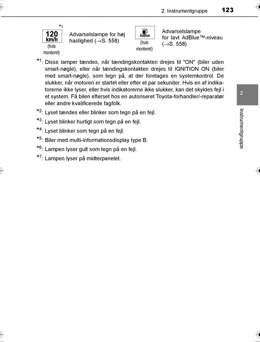 Toyota Hilux VIII 8 AN120 AN130 Bilens instruktionsbog / page 123